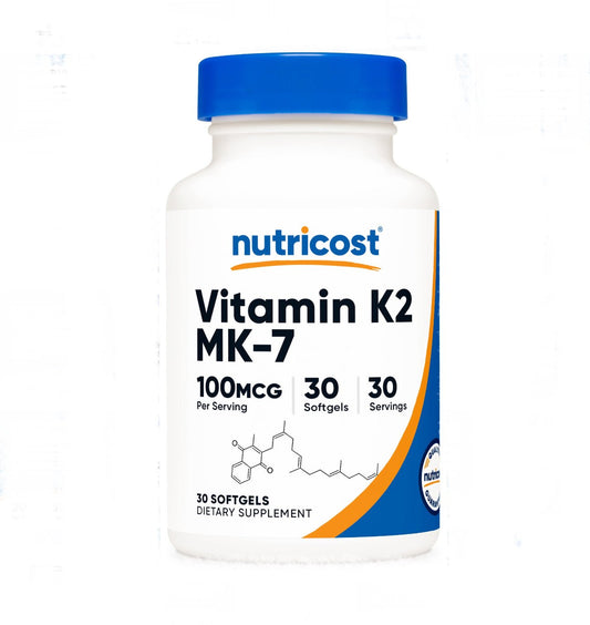 Nutricost Vitamin K2 MK - 7 100 mcg | 30 Servings | 30 Softgels Exp 07/2027 - Ome's Beauty Mart