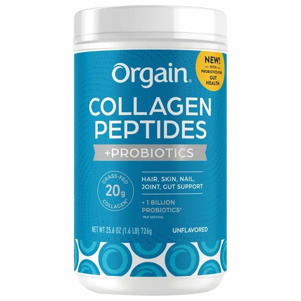 Orgain Collagen Peptides 20g Powder with Probiotics 1 Billion CFU (5 Strains) and Prebiotics | Hair, Skin, Nail, Joint & Gut Support | 34 Servings | Unflavored, 1.6lbs/776g Exp 01/2026 - Ome's Beauty Mart