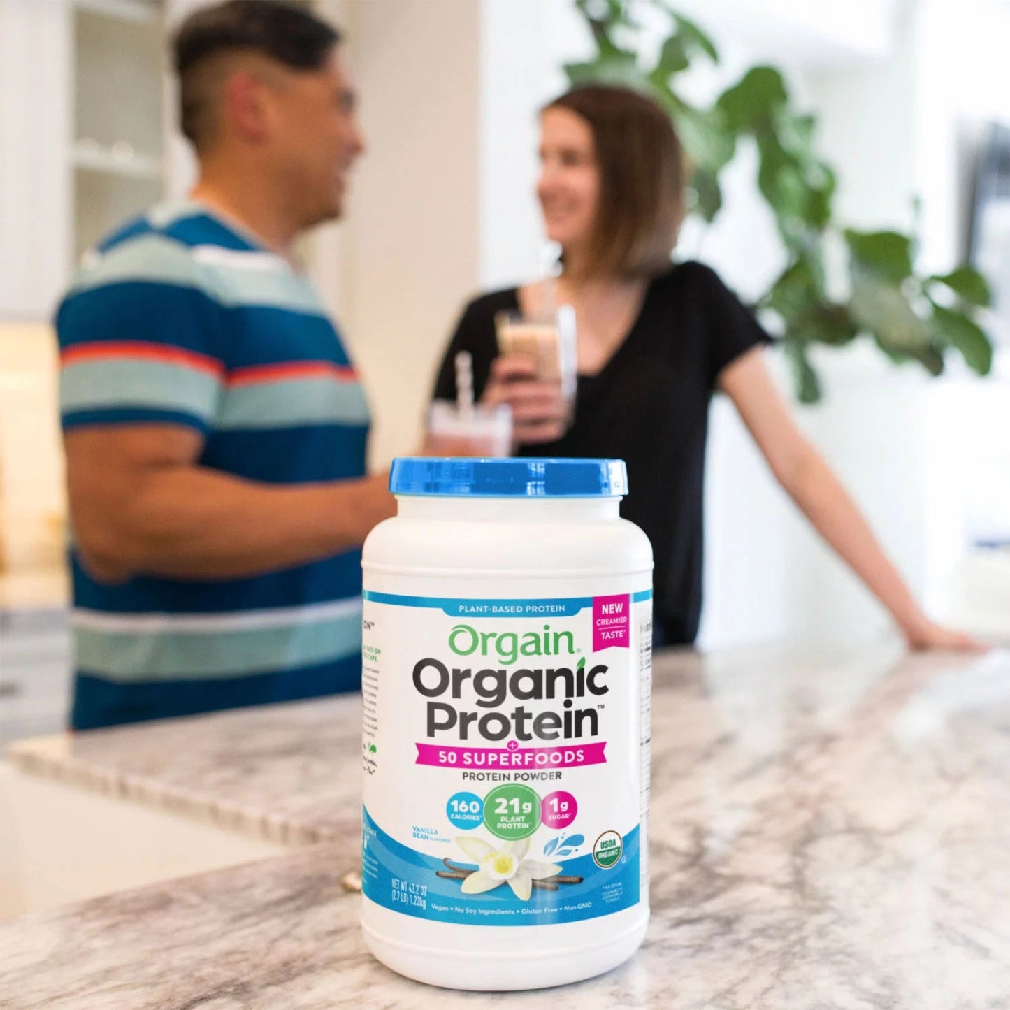 Orgain Organic Plant - Based Protein Powder with 50 Superfoods + Prebiotic | 21g Plant Protein | 24 Servings | Vanilla Bean Flavored , 2.7Lb (1.22kg) Exp 03/2026 - Ome's Beauty Mart