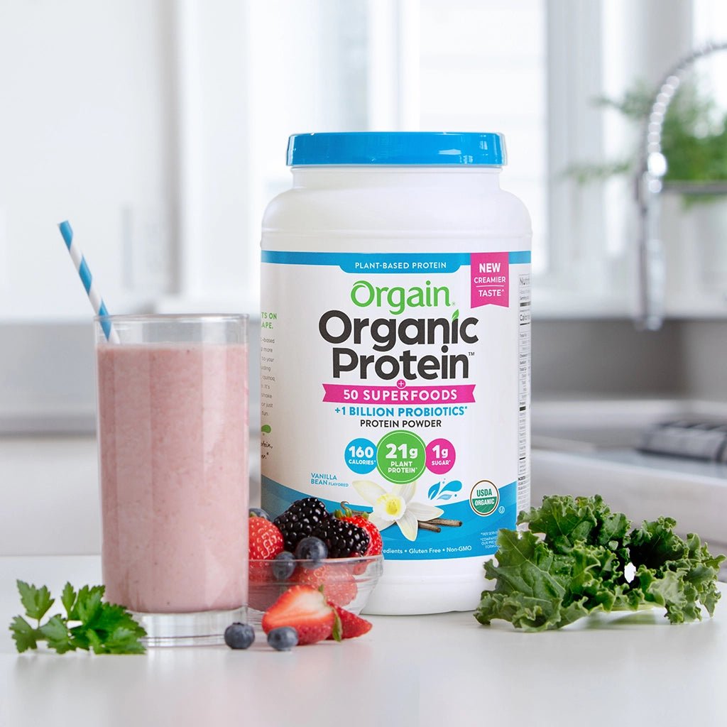 Orgain Organic Plant - Based Protein Powder with 50 Superfoods + Prebiotic | 21g Plant Protein | 24 Servings | Vanilla Bean Flavored , 2.7Lb (1.22kg) Exp 03/2026 - Ome's Beauty Mart
