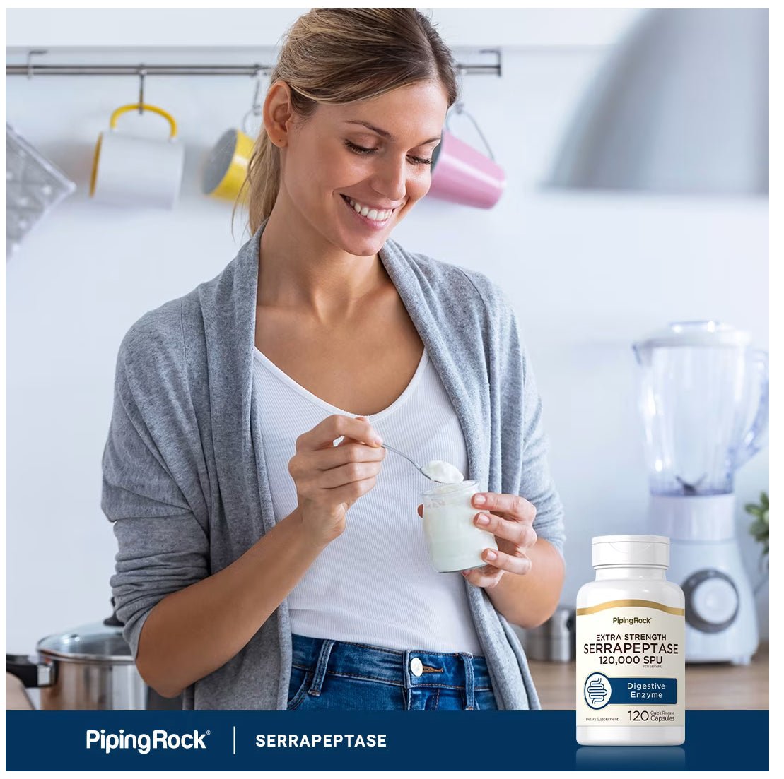 PipingRock Serrapeptase 120,000 SPU | Proteolytic Enzyme | 120 Quick Release Capsules Exp 02/2027 - Ome's Beauty Mart