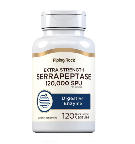 PipingRock Serrapeptase 120,000 SPU | Proteolytic Enzyme | 120 Quick Release Capsules Exp 02/2027 - Ome's Beauty Mart
