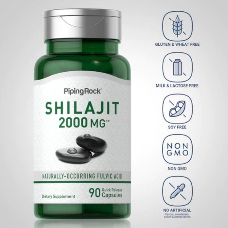 PipingRock Shilajit 2000mg | Naturally Occurring Fulvic Acid | 90 Capsules Exp 01/2027 - Ome's Beauty Mart