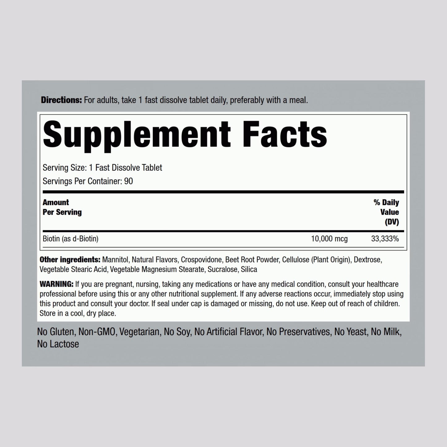 PipingRock Sublingual Biotin 10,000 mcg | 90 Fast Dissolve Tablets Exp 11/2026 - Ome's Beauty Mart