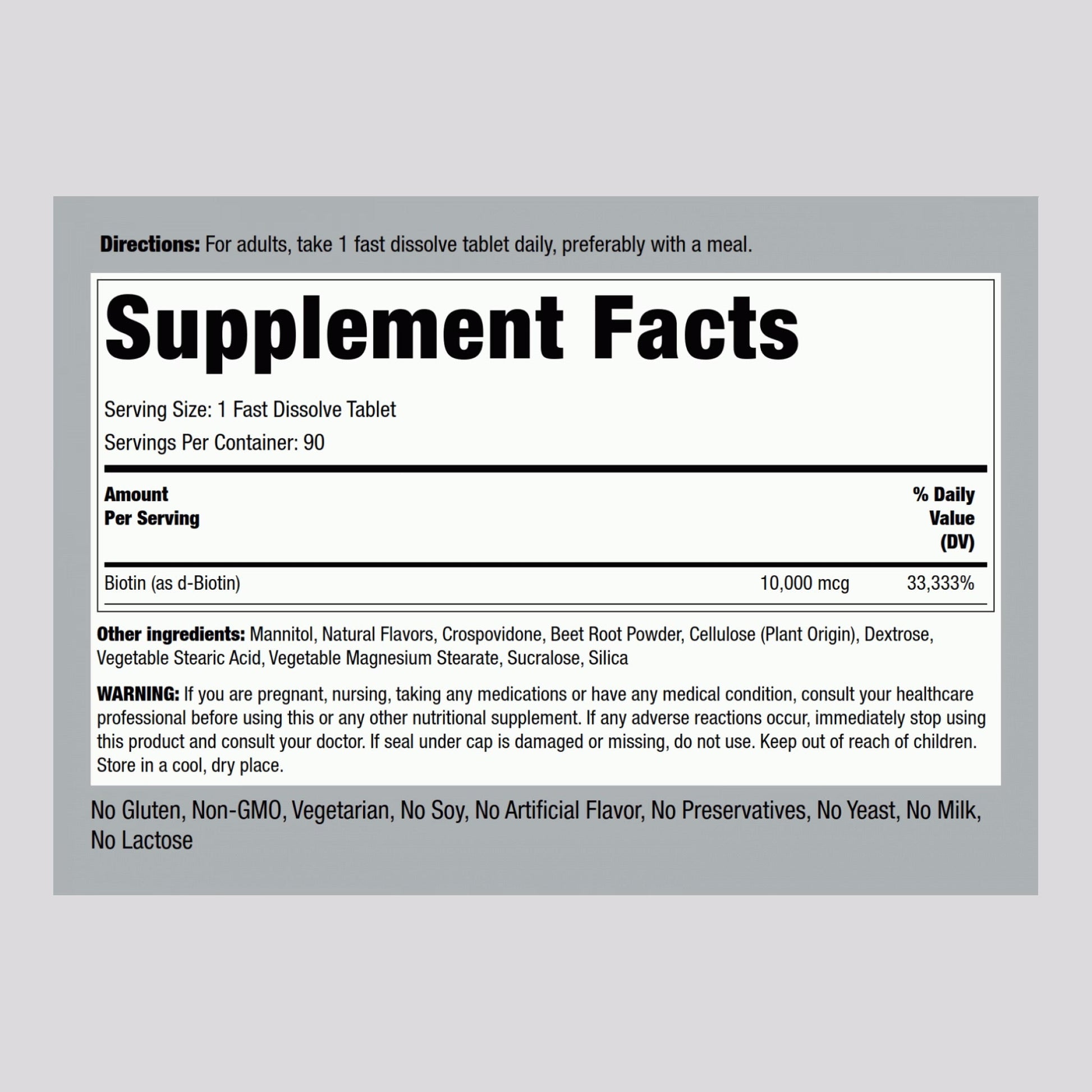 PipingRock Sublingual Biotin 10,000 mcg | 90 Fast Dissolve Tablets Exp 11/2026 - Ome's Beauty Mart