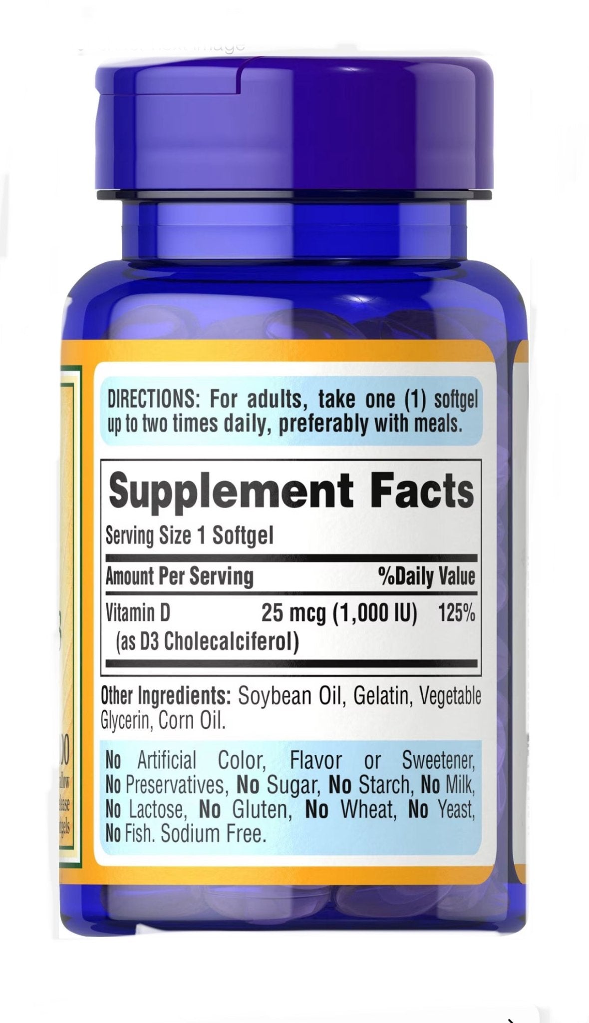 Puritan's Pride Vitamin D3 25 mcg | 1000 IU 100 Softgels Exp 07/2026 - Ome's Beauty Mart