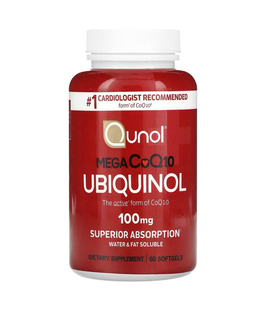 Qunol Mega Ubiquinol 100mg | Superior Absorption | Active form of Coenzyme Q10 (CoQ 10) | 60 Softgels Exp 10/27 - Ome's Beauty Mart