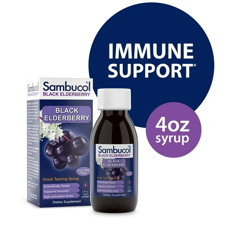 Sambucol Black Elderberry Original Immune Support Syrup - 4oz/120ml Exp 8/2025 - Ome's Beauty Mart