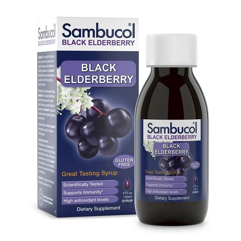Sambucol Black Elderberry Original Immune Support Syrup - 4oz/120ml Exp 8/2025 - Ome's Beauty Mart