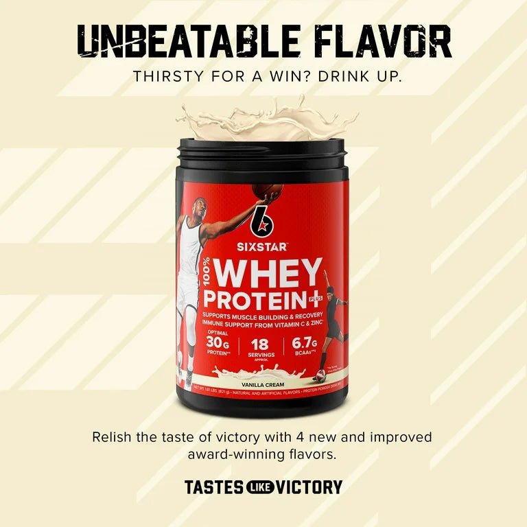 Six Star 100% Whey Protein Powder Plus | Protein 30g, BCAAs 6.7g | Vanilla 1.81lbs/821g Exp 04/2027 - Ome's Beauty Mart