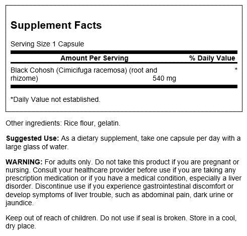 Swanson Black Cohosh 540mg | Supports Women’s Health | Hormonal and Perimenopause Support | 60 Capsules Exp 02/2027 - Ome's Beauty Mart