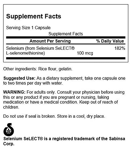 Swanson Selenium (L - Selenomethionine) 100 mcg | Supports Cardiovascular and Prostate Health | 200 Capsules Exp 03/2027 - Ome's Beauty Mart