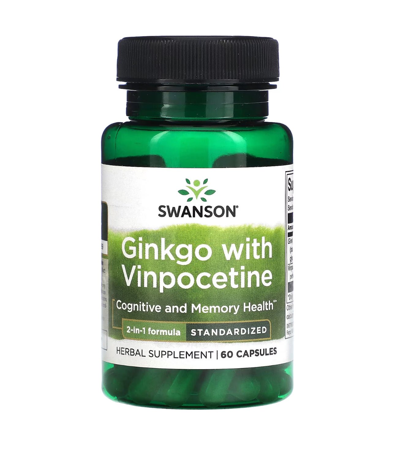 Swanson's Ginkgo (80mg) with Vinpocetine (10mg) Standardized | Cognitive and Memory Health | 60 Capsules Exp 01/2026 - Ome's Beauty Mart