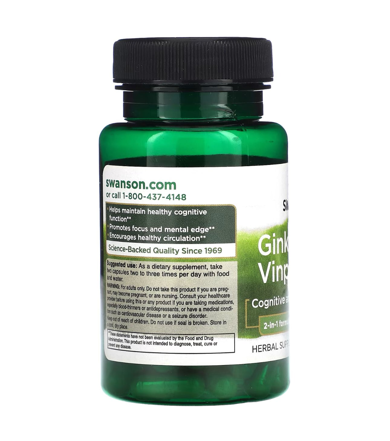 Swanson's Ginkgo (80mg) with Vinpocetine (10mg) Standardized | Cognitive and Memory Health | 60 Capsules Exp 01/2026 - Ome's Beauty Mart
