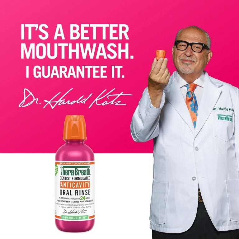 TheraBreath Anticavity Oral Rinse Fluoride | Strengthens the Teeth + Enamel, Fights Cavities for 12 Hours | Mouth Wash | Dentist Formulated | 16 fl oz Exp 06/2025 - Ome's Beauty Mart