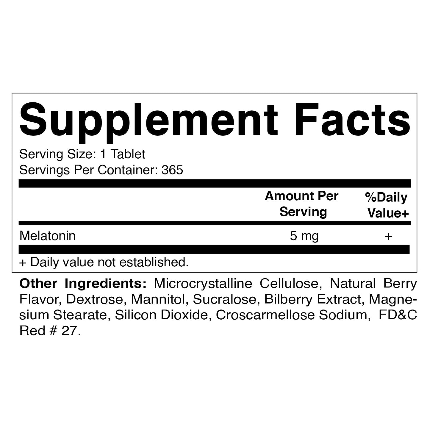 Vitamatic Melatonin 5mg Tablets | Sleep Aid | 1 Year Supply | Natural Berry Flavor - Chewable Quick Dissolve 365 Tablets Exp 01/2027 - Ome's Beauty Mart