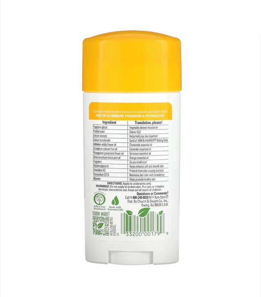 ARM & HAMMER Essentials Deodorant- Orange Citrus 2.5oz 71g - Ome's Beauty Mart