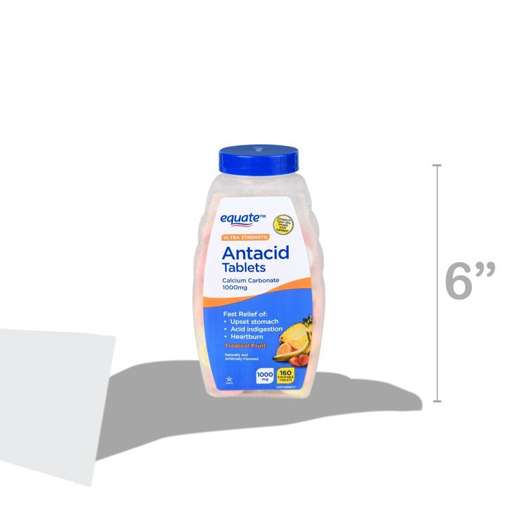 Equate Ultra Strength Antacid Tropical Fruit Chewable Tablets, 1000 mg, 160 Count - Ome's Beauty Mart
