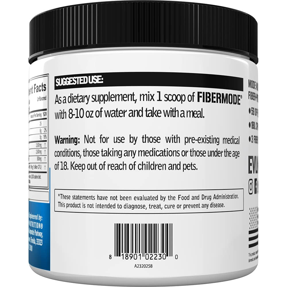 EVL FiberMode Fiber + Probiotic | Unflavored | 6.98 oz (198 g) Exp 06/2025 - Ome's Beauty Mart
