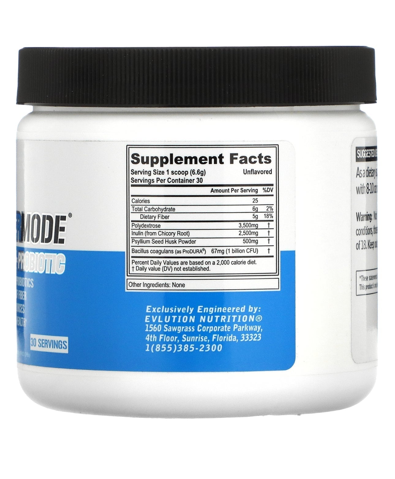 EVL FiberMode Fiber + Probiotic | Unflavored | 6.98 oz (198 g) Exp 06/2025 - Ome's Beauty Mart
