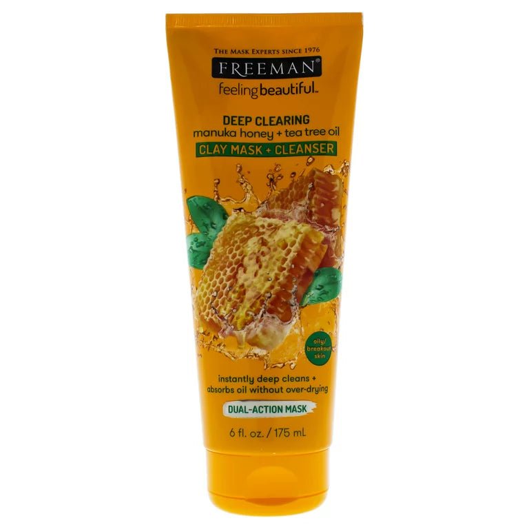 Freeman Deep Clearing Facial Clay Mask + Cleanser, Manuka Honey + Tea Tree Oil 6 oz - Ome's Beauty Mart