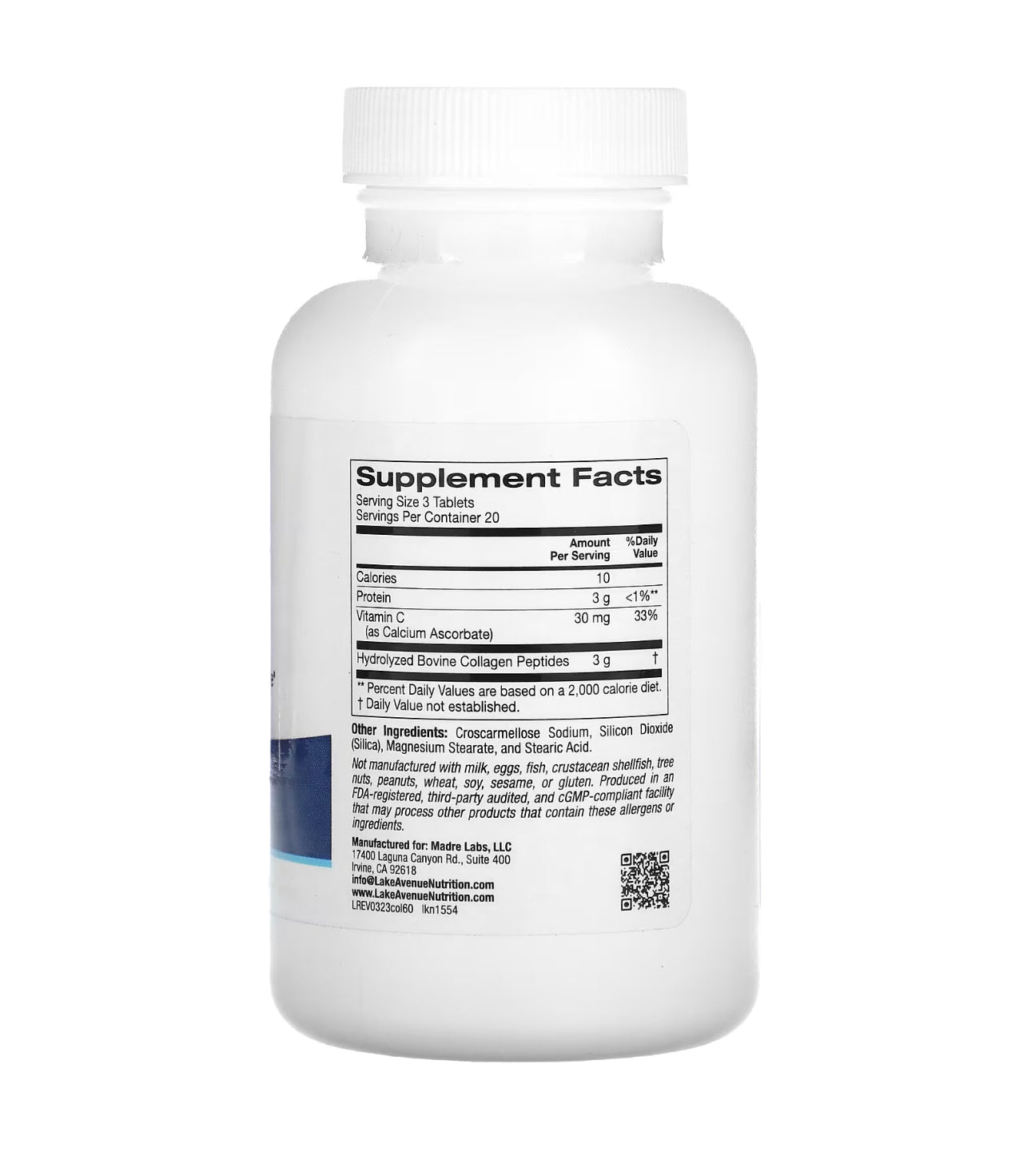 Lake Avenue Hydrolyzed Type I & III Collagen Tablets 3,000 mg | 60 Tablets Exp 10/2025 - Ome's Beauty Mart