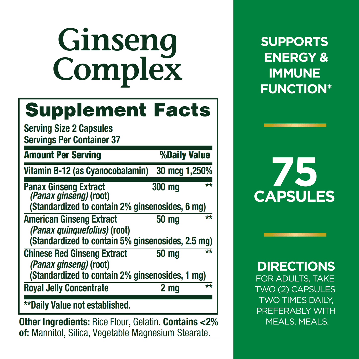 Nature's Bounty Ginseng Complex Capsules. - Ome's Beauty Mart
