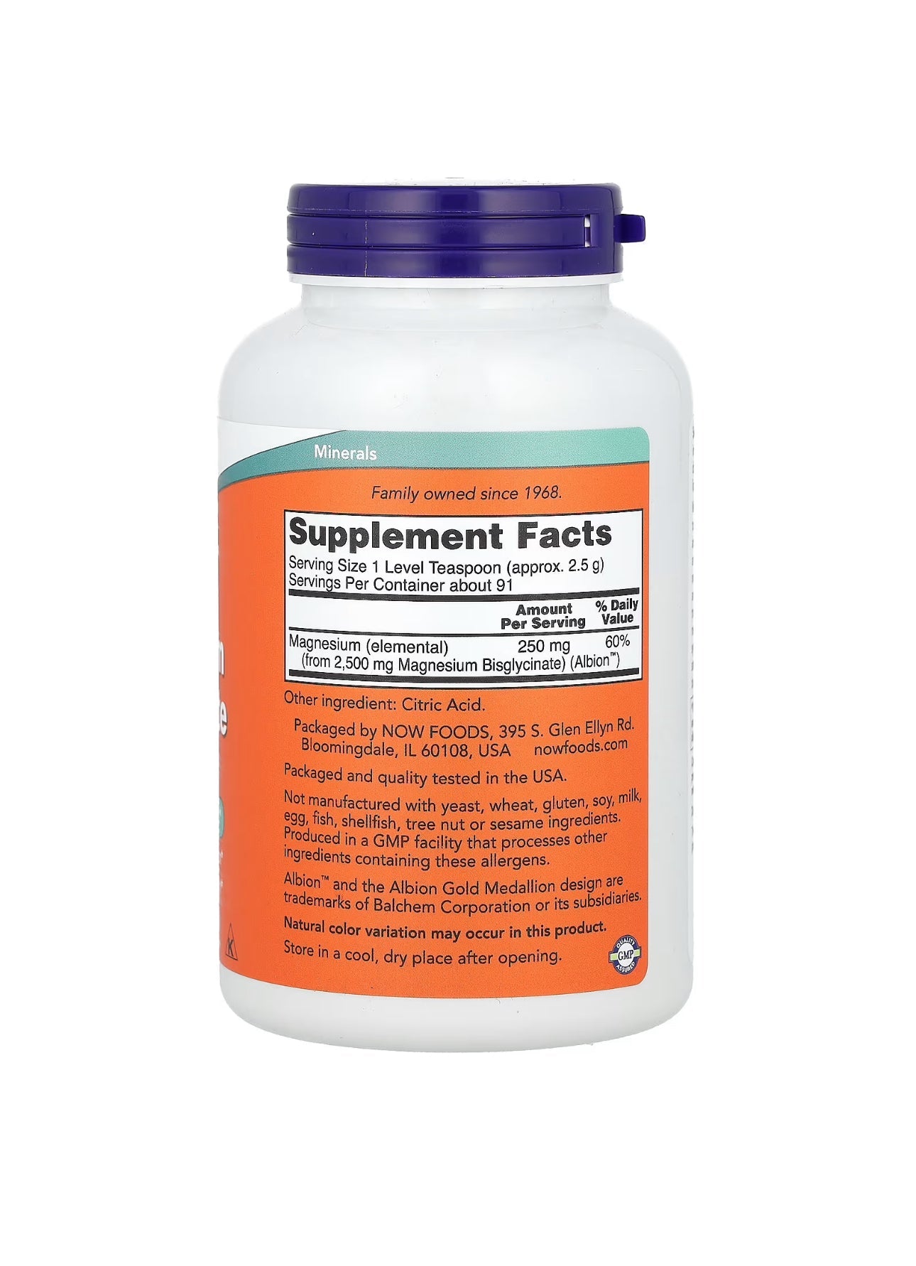 NOW Magnesium Bisglycinate Powder (Magnesium Glycinate) | 250mg | Nervous System Support | 8oz /227g Exp Aug 2026 - Ome's Beauty Mart