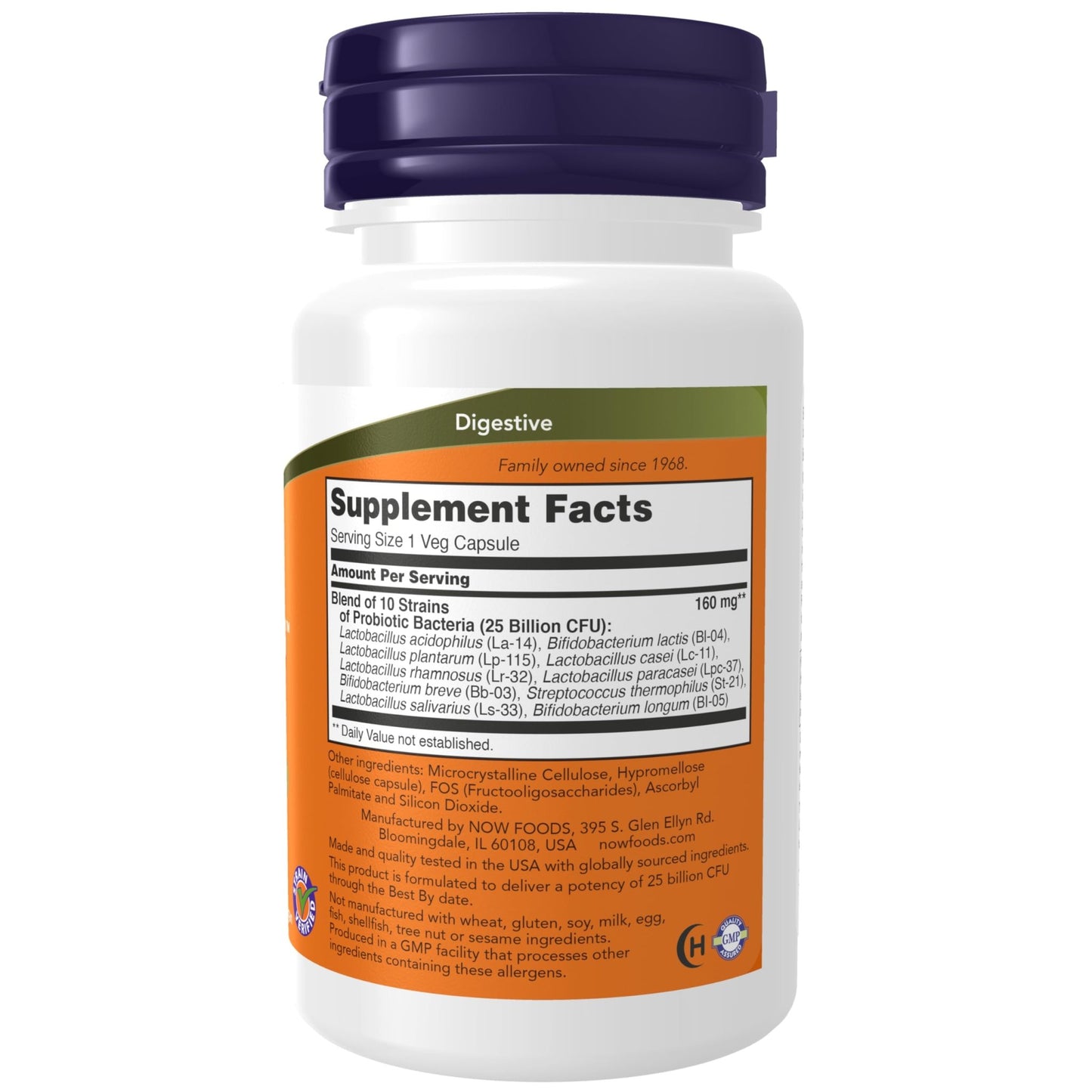 NOW Probiotic-10 25 Billion CFU | 10 Probiotic Strains | Healthy Intestinal Flora | 50 Veg Capsules - Ome's Beauty Mart