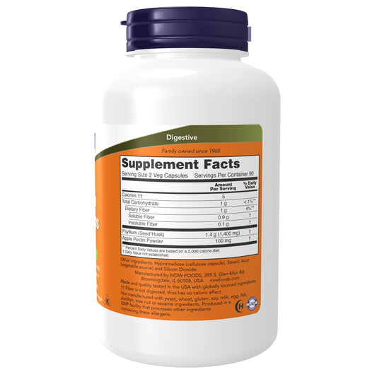 NOW Psyllium Husk Caps 700 mg with 50 mg of Apple Pectin | Intestinal Health | 180 Veg Capsules Exp 09/2026 - Ome's Beauty Mart