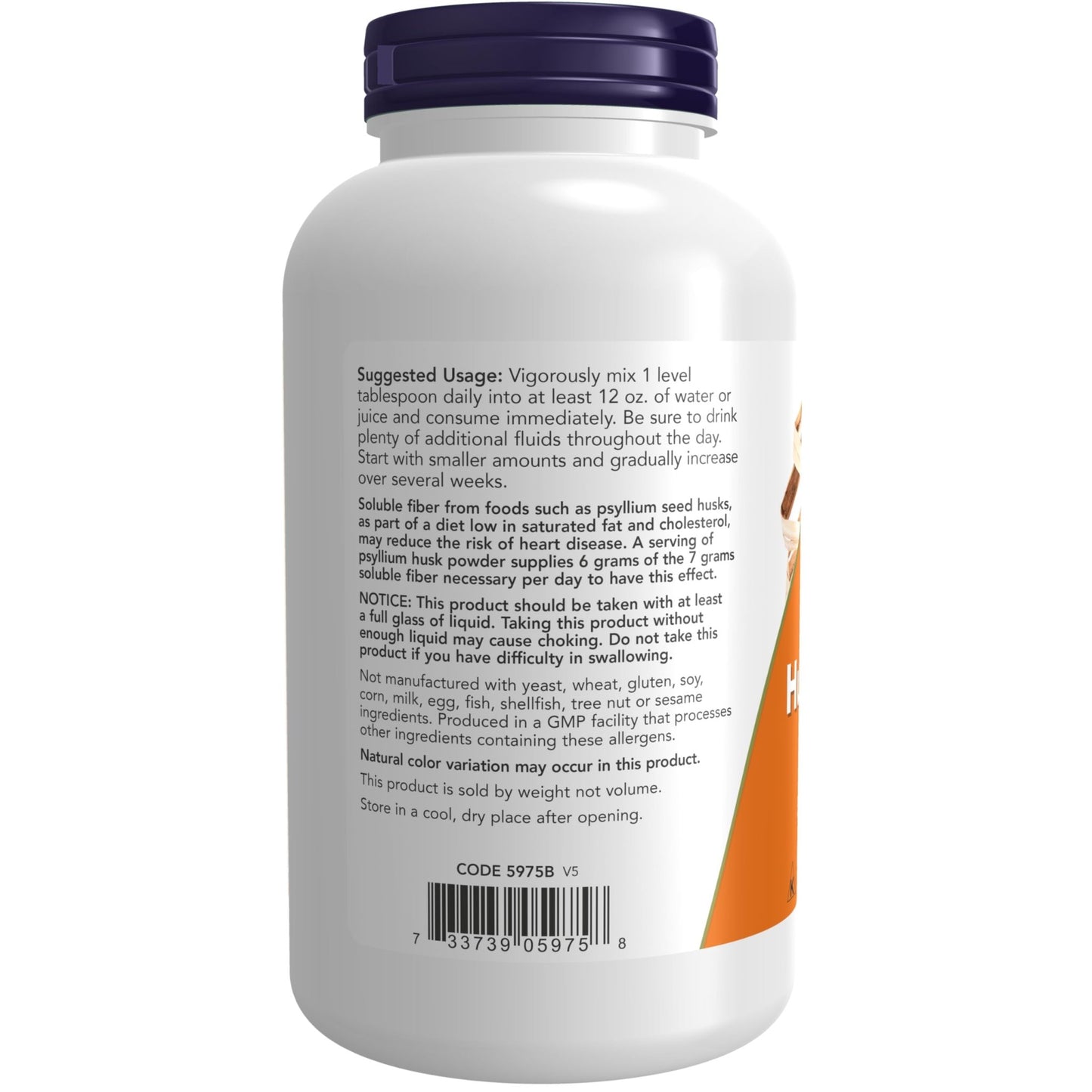 NOW Psyllium Husk Powder Soluble Fiber, 12oz/340g Exp 07/2026 - Ome's Beauty Mart