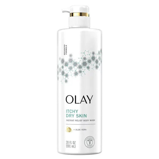 Olay Instant Relief Body Wash for Dry Itchy Skin | with Vitamin B3 Complex and Aloe Vera | Sensitive Skin | 20 fl oz (591 ml) - Ome's Beauty Mart