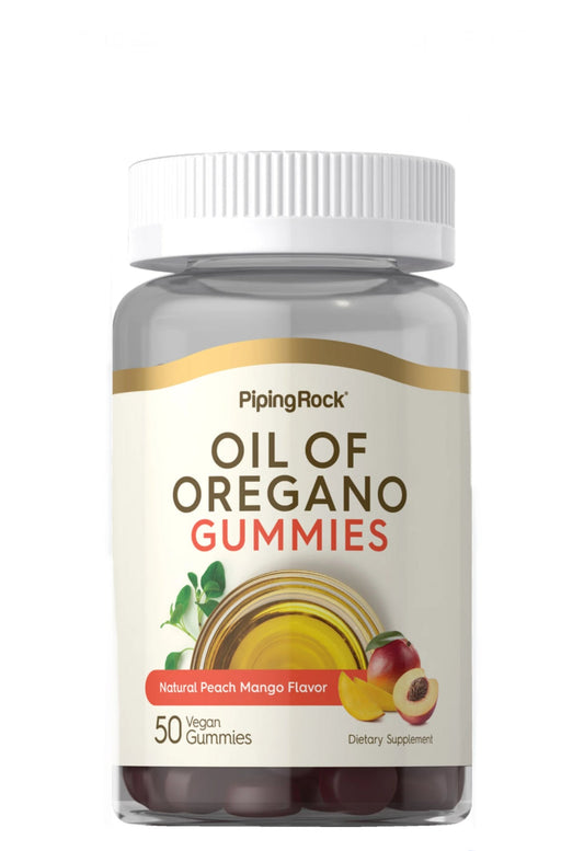 PipingRock Oregano Oil | 3000mg | Natural Peach Mango Flavor | 50 Gummies - Ome's Beauty Mart