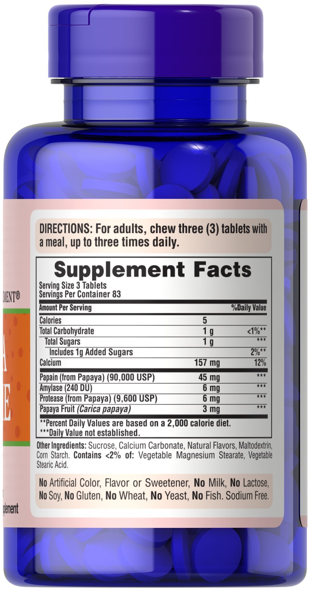 Puritan's Pride Papaya Enzyme-250 Chewables - Ome's Beauty Mart