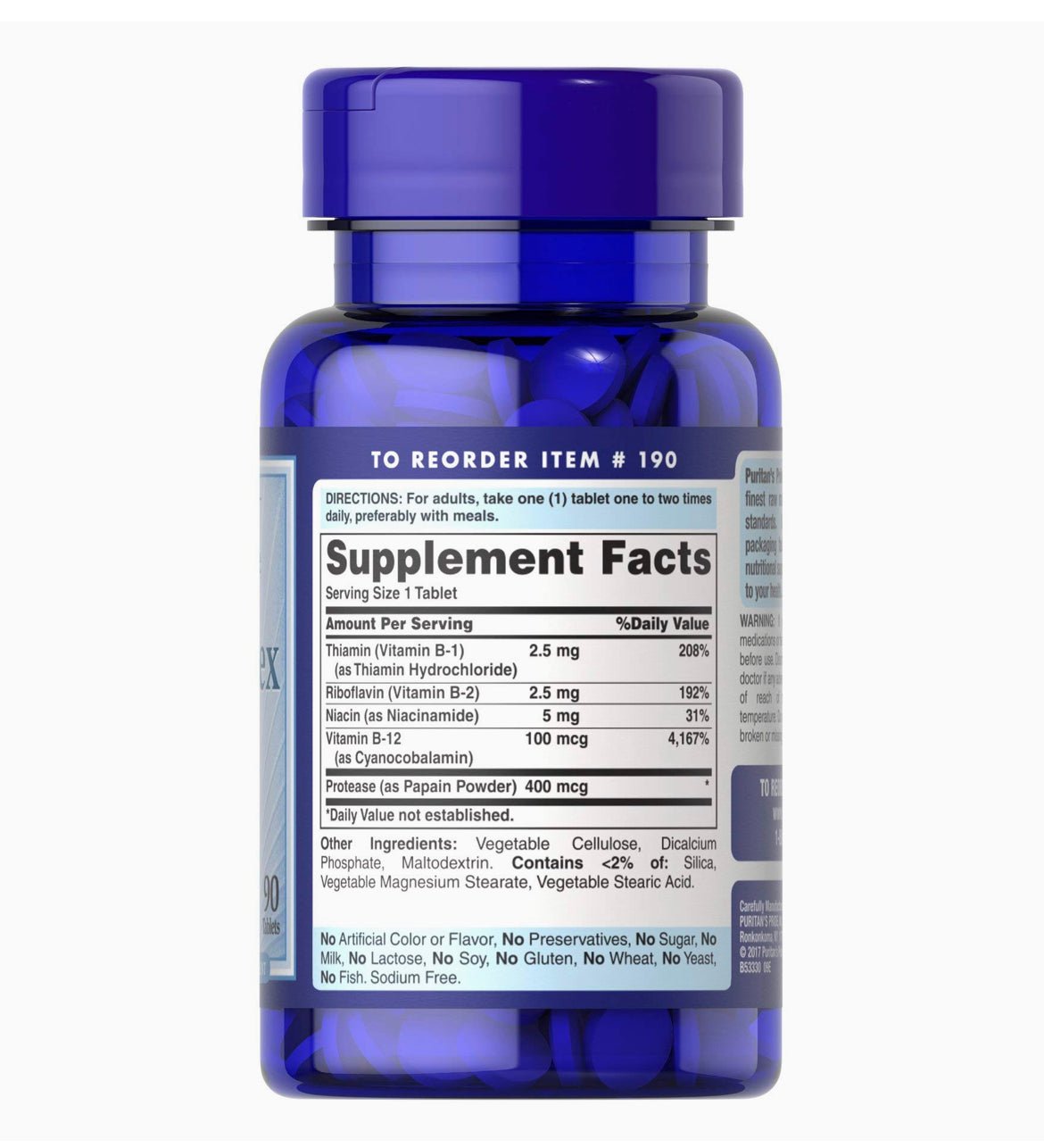 Puritan's Pride Vitamin B-Complex and Vitamin B-12 90 Tablets - Ome's Beauty Mart