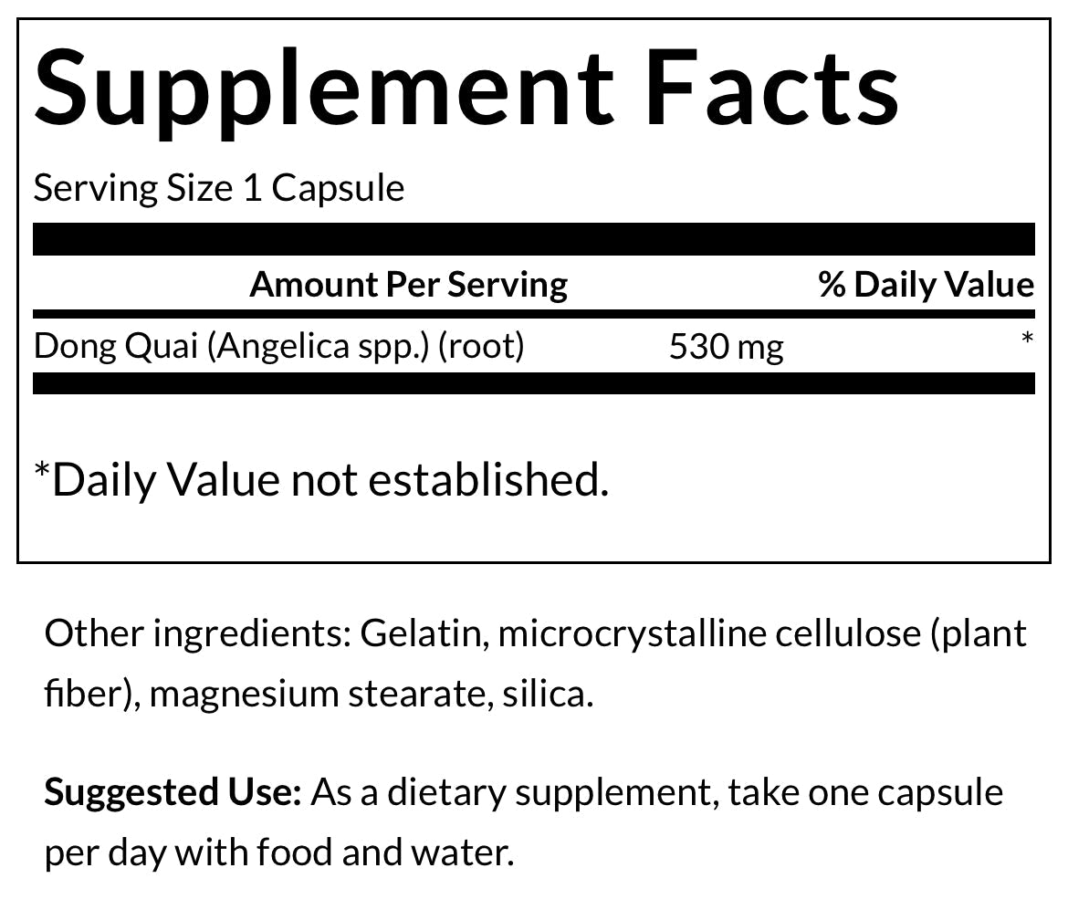 Swanson Dong Quai 530mg 100 Capsules - Ome's Beauty Mart