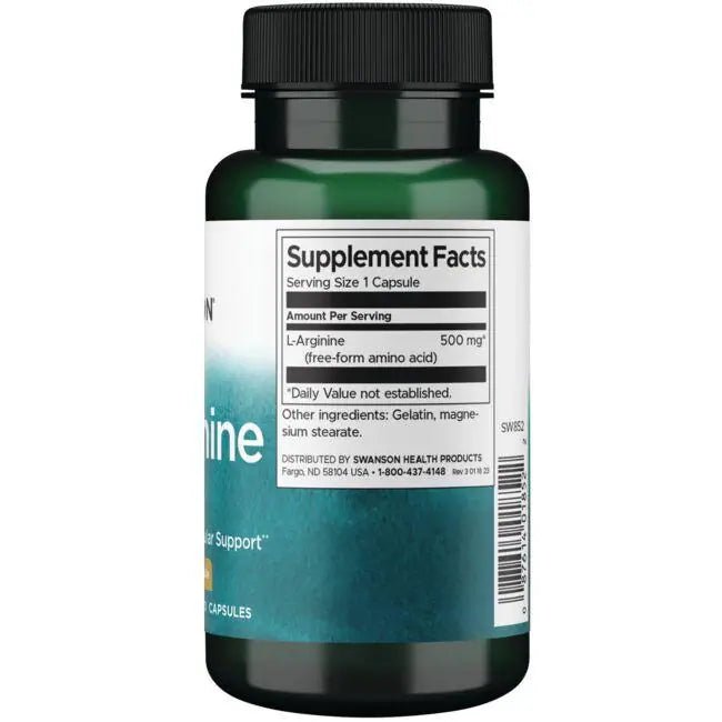 Swanson L-Arginine 500mg 100 Capsules - Ome's Beauty Mart