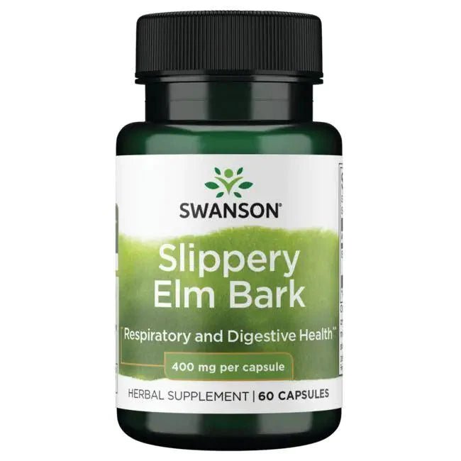 Swanson Slippery Elm Bark 400mg per Capsule | 60 Capsules Exp 05/2026 - Ome's Beauty Mart