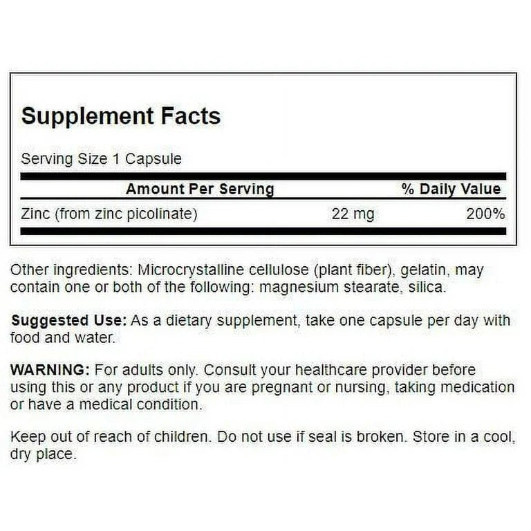Swanson Zinc Picolinate 22mg 60 Capsules - Ome's Beauty Mart