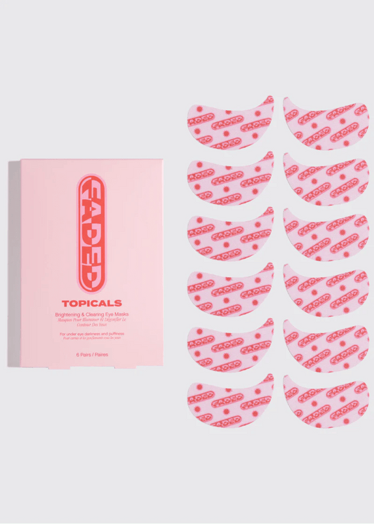 Topicals Faded Brightening Under Eye Masks | Patches to Depuff, Hydrate, Brighten and Cool | Reduce Dark Circles and Fine Lines | Contains Kojic Acid, Caffeine and Niacinamide (Set of 6) - Ome's Beauty Mart