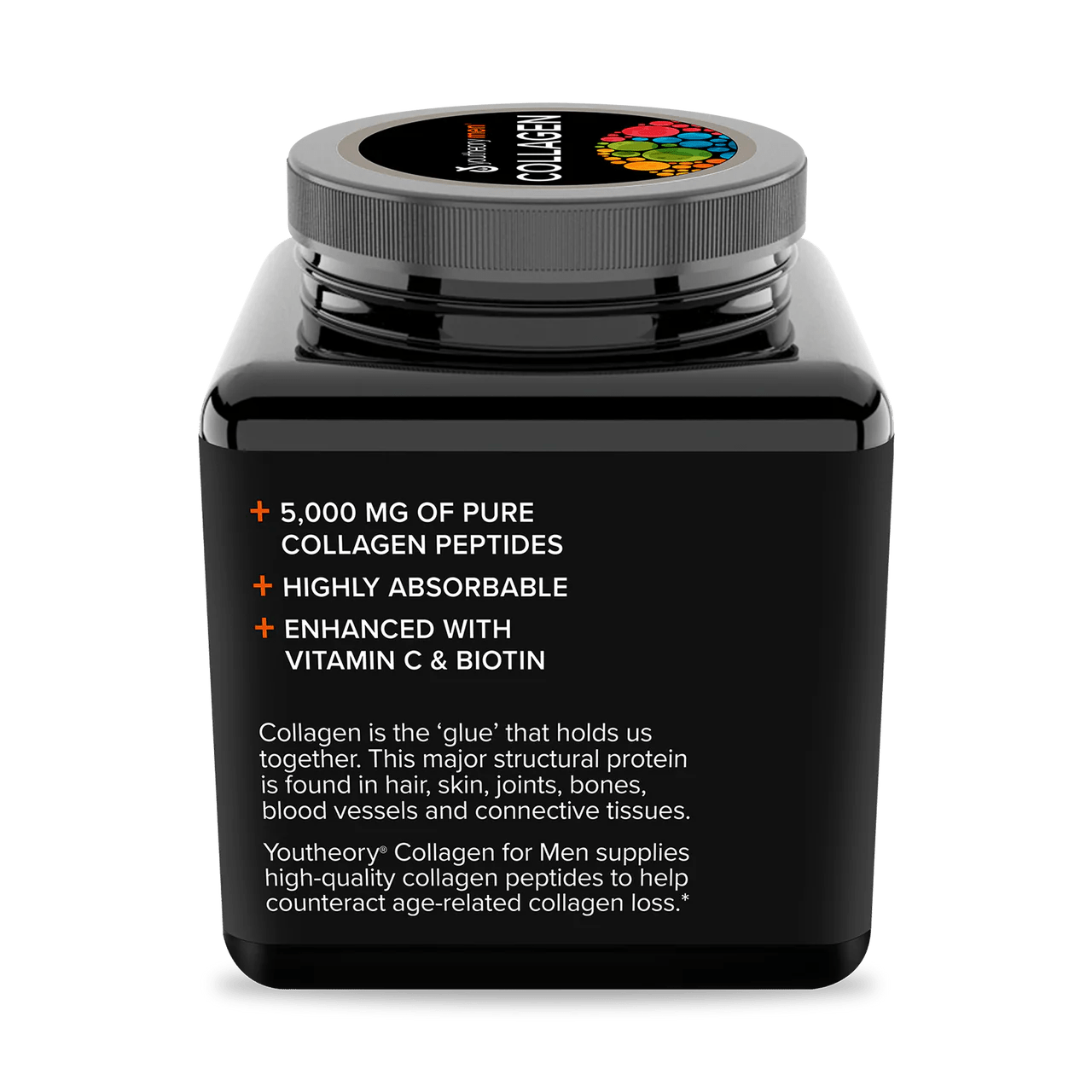 Youtheory Collagen for Men | With Biotin, Vitamin C and 18 Amino Acids, Gluten-Free Hydrolyzed Collagen | 160 Capsules Exp 06/2026 - Ome's Beauty Mart