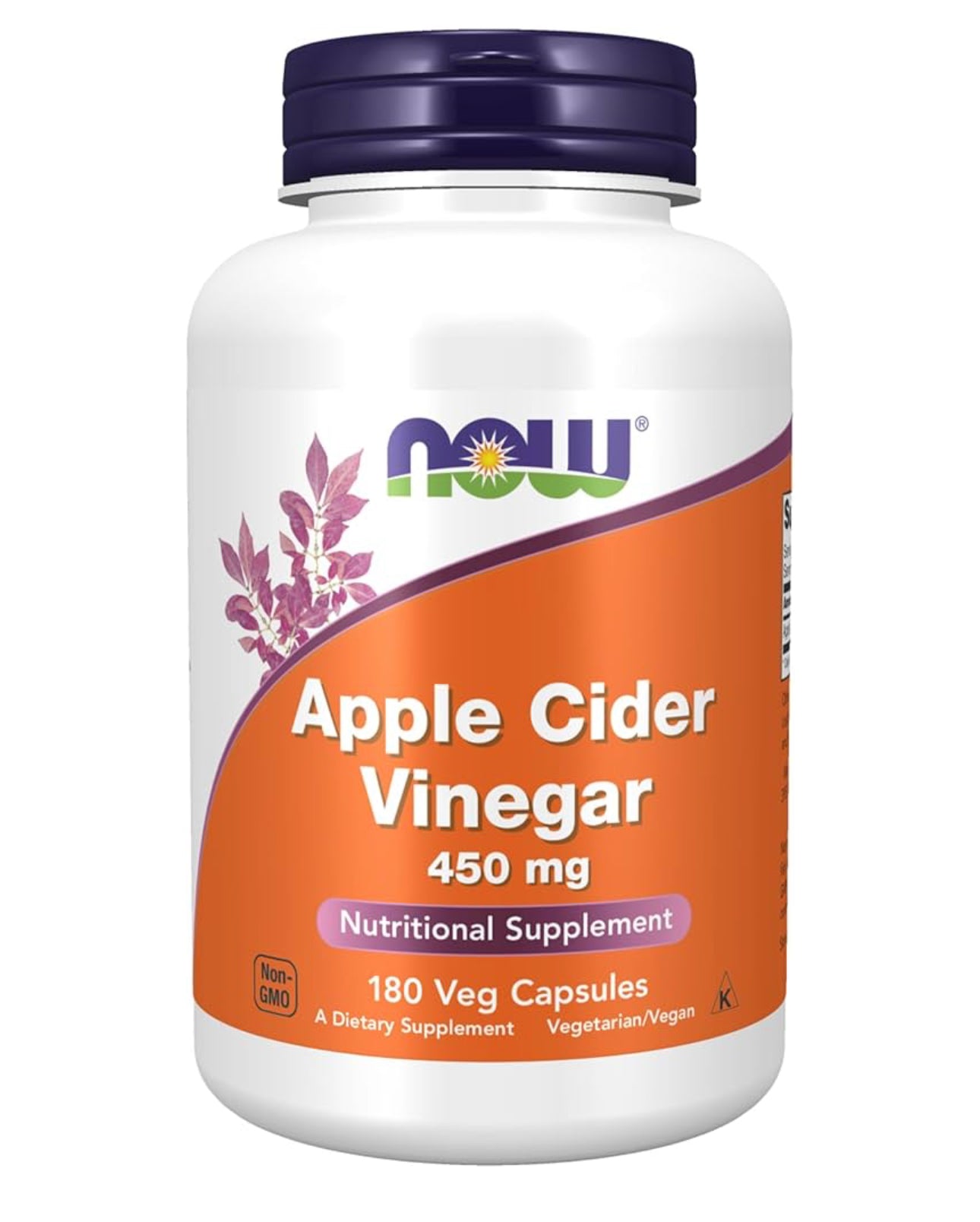NOW Apple Cider Vinegar 450 mg | Improves Digestion, Gut Health & Controls Appetite | 180 Capsules; Exp 05/2028