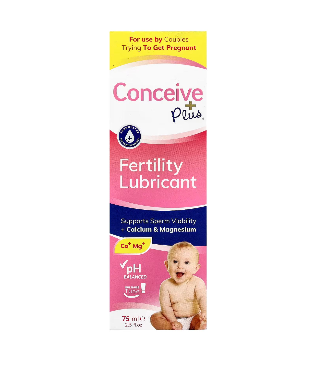 CONCEIVE PLUS Fertility Lubricant | Supports Sperm Viability | Fertility Friendly | For Use By Couples Trying To Get Pregnant | Mimics Fertile Fluids | 𝐌𝐮𝐥𝐭𝐢-𝐔𝐬𝐞 𝐓𝐮𝐛𝐞 - 𝟕𝟓𝐦𝐥; Exp 02/2028