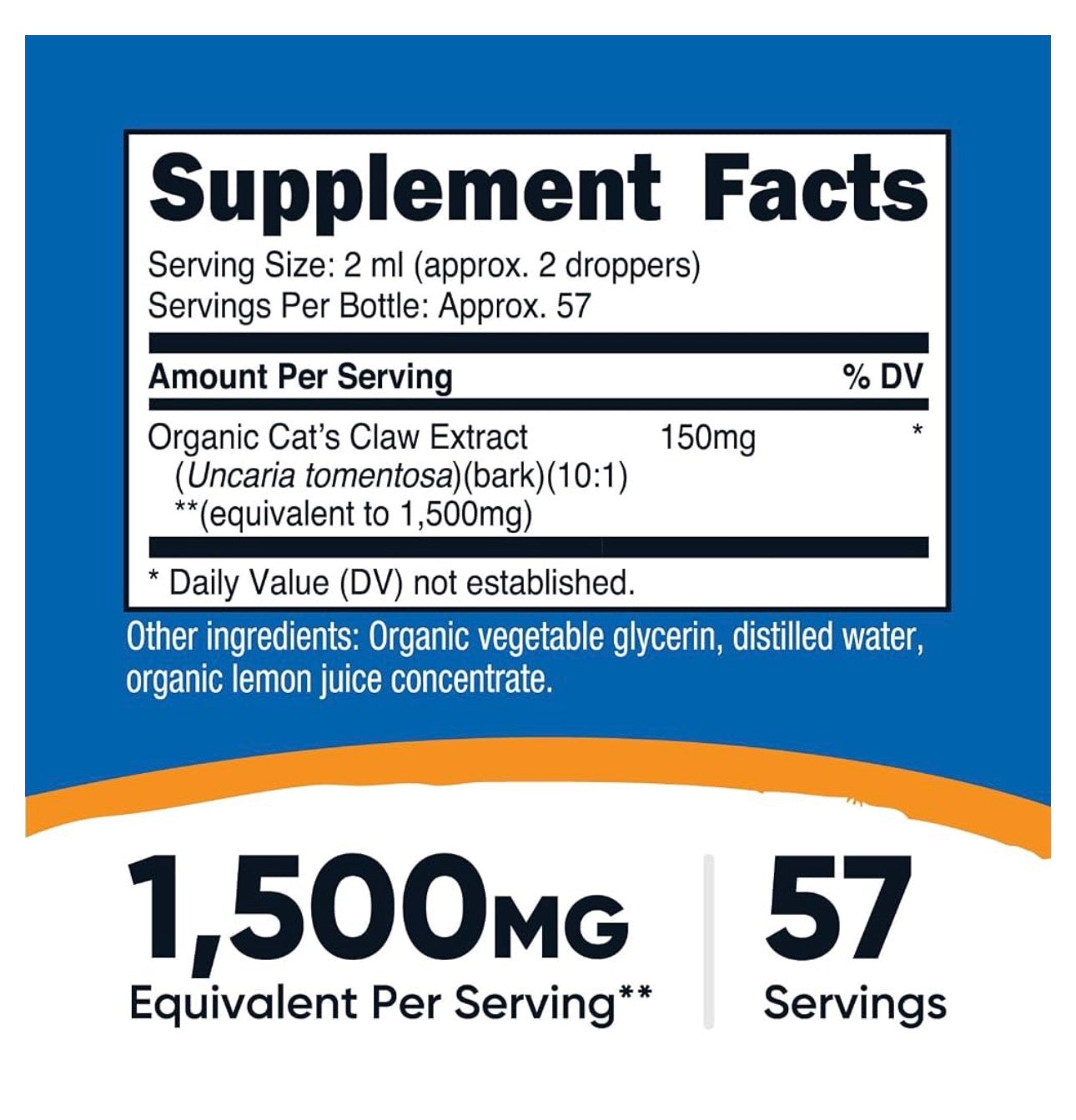 Nutricost Organic Cat's Claw Liquid Drops | Uncaria Tomentosa | 57 Servings | Immune & Antioxidant Support | Soothes Joint Discomfort &  Eases Symptoms of Osteoarthritis and Rheumatoid Arthritis | 3.8 Fl.oz/114ml; Exp 05/2028