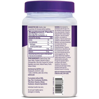 Natrol 10mg Melatonin Sleep Aid Gummies | Fall Asleep Faster & Stay Asleep Longer | Strawberry Flavor~180 Gummies; Exp 09/2026