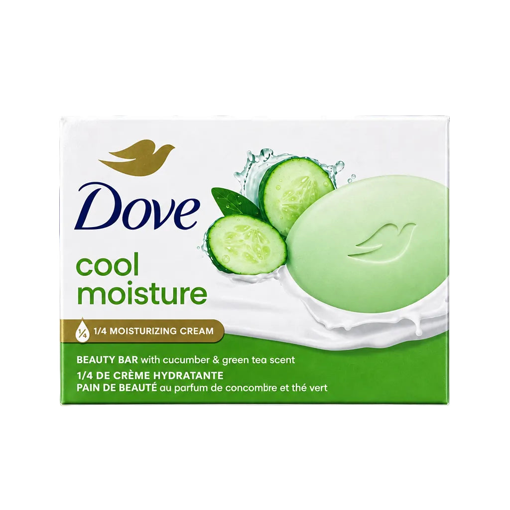 Dove Cool Moisture Beauty Bar | Moisturizing Beauty Bar with Cucumber & Green Tea for Refreshed, Soft Skin | 3.75oz/106g - 12 Bars of Soap