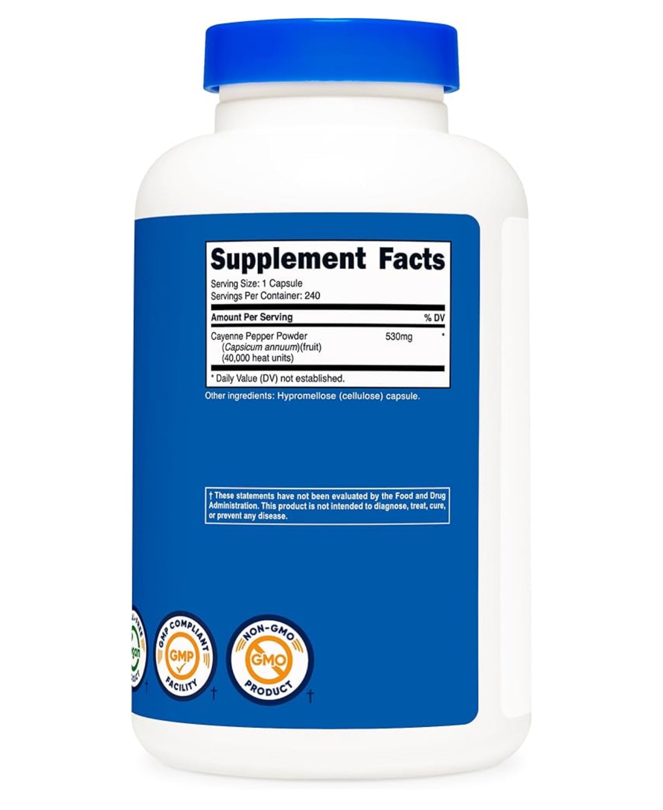 Nutricost Cayenne Pepper 530mg (Capsicum annuum) | 40,000 Heat Units | Boosts Metabolism for Weight Management | Improves Bloods Circulation | Speeds 240 Capsules; Exp 03/2028