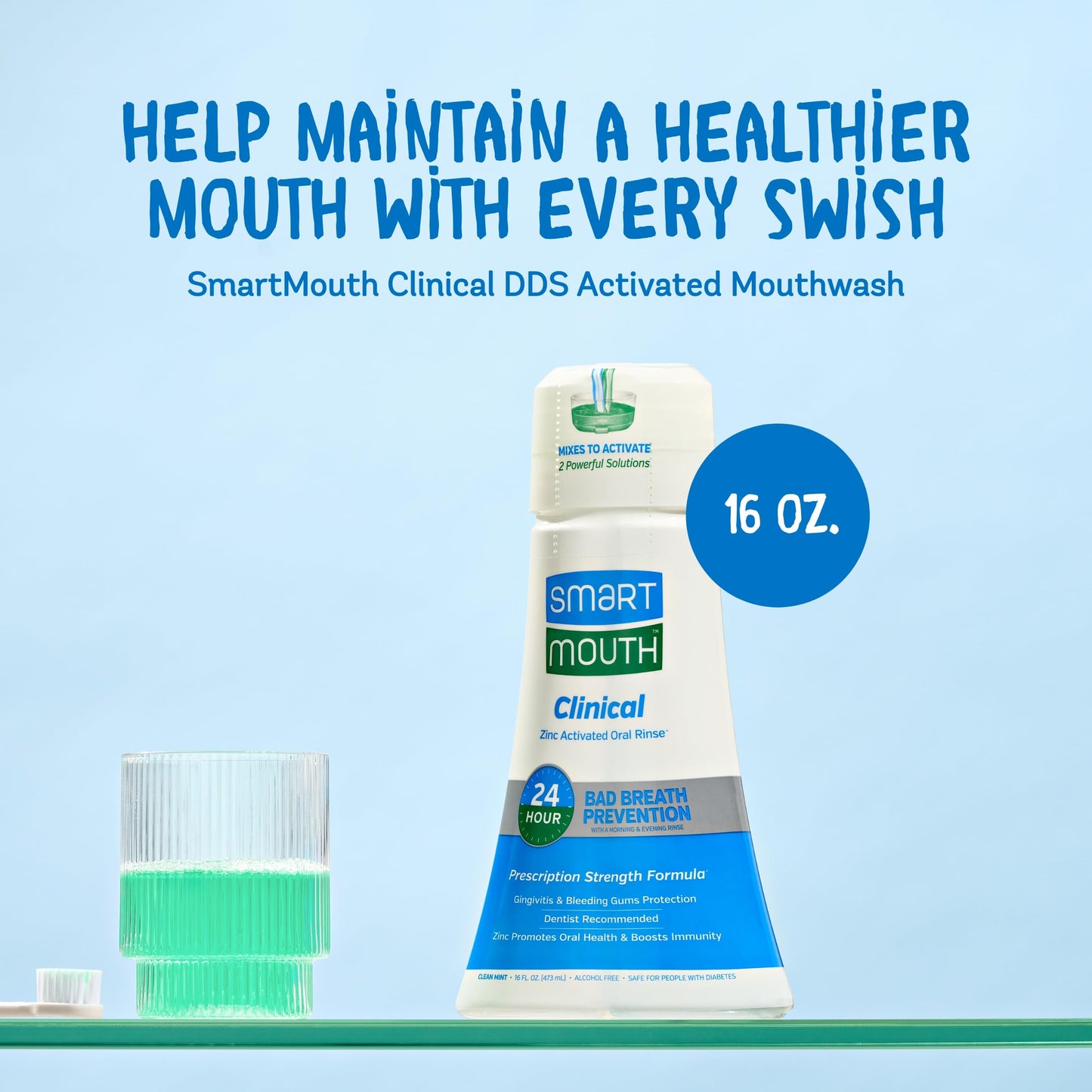 SmartMouth Zinc Activated DualSolution Oral Breath Rinse Mouthwash Pr