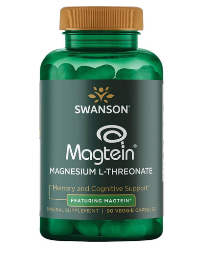 Swanson Magtein Magnesium L-Threonate 670mg | Supports Focus, Focus, Mood, Healthy Memory, Cognitive Function - 90 Capsules; Exp 05/2028