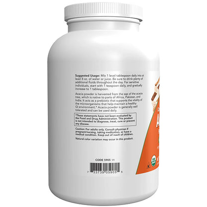 NOW Pure Acacia Fiber Powder | Soluble Fibre | Supports Gut Health | 12oz/340g; Exp 03/2030